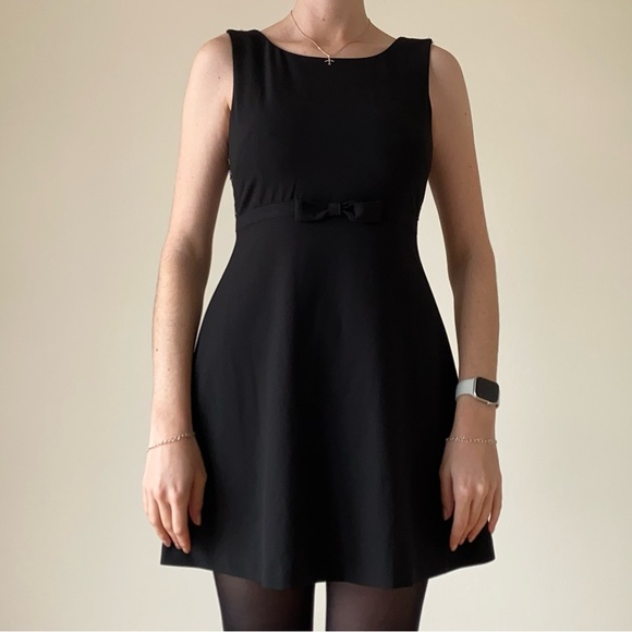 Forever 21 Black Bow Pleated Lace A Line Mini Dress Small - Picture 3 of 8